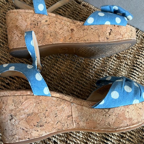 Gianni Bini - Women's Wedge Sandals, Blue Polka Dot, Size 6.5, Cork - Picture 5 of 10